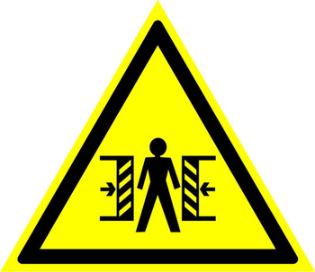 W23 внимание! опасность зажима (пленка, сторона 200 мм) - Знаки безопасности - Предупреждающие знаки - магазин "Охрана труда и Техника безопасности"